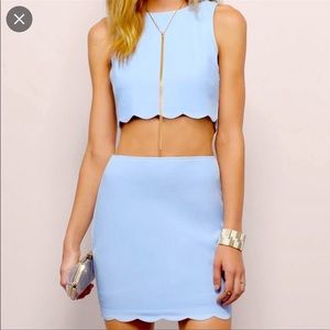 Tobi Matching Scalloped Skirt and Shirt Set- Size Medium